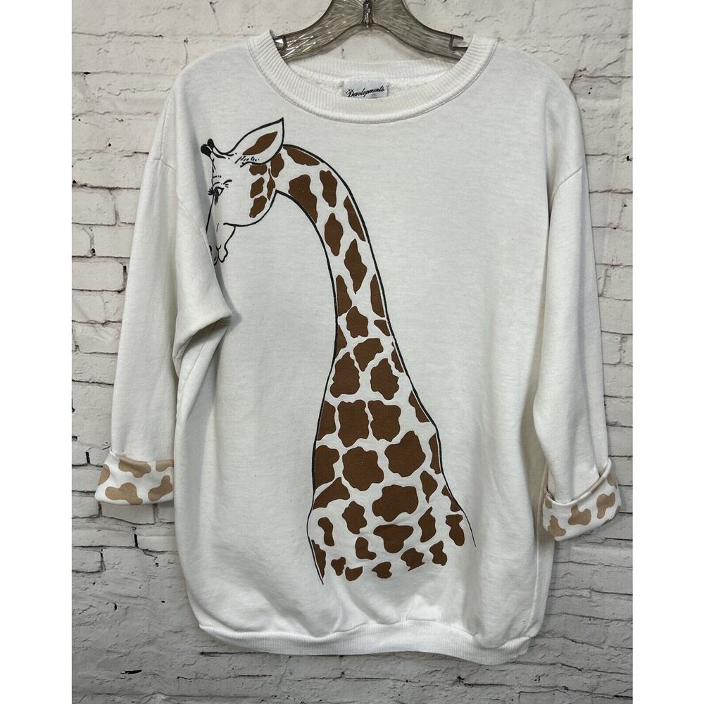 Vintage Giraffe Developments Light Weight Novelty Sweat Shirt 80’s 90’s Large